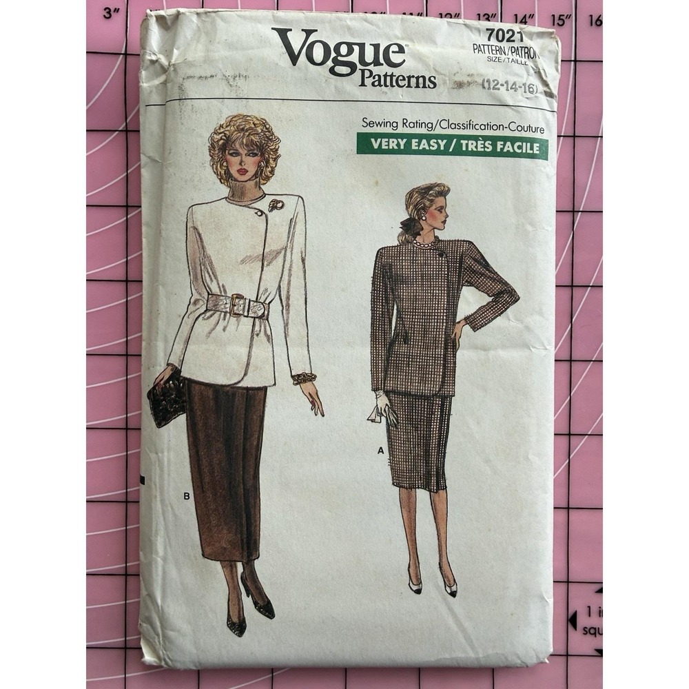 Vogue Easy Pattern 7021 Misses' Jacket & Skirt Size 12-16 Uncut FF